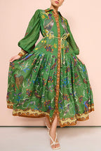 Lily - Heaven Bird Print Balloon Sleeve Dress