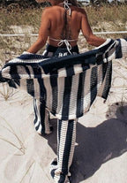 Amelia™ - Striped Hollow Out Top And Pants Set