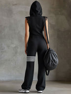Giada | Retro Sports Jumpsuit with Hood and Stripes