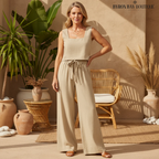 Milena - Minimalist Top and Wide-Leg Pants Set