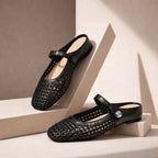 Goldie | Women's Mary Jane Mules Woven Flat Slip On Shoes