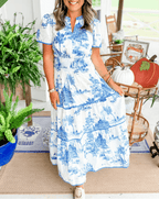 Solene - Boho Chic V-Neck Floral Maxi Dress