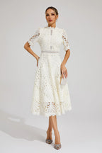 Leigh - Elegant Lace Midi Dress