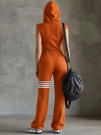 Giada | Retro Sports Jumpsuit with Hood and Stripes
