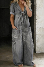 Maya | V Neck Short Sleeve Jumpsuit