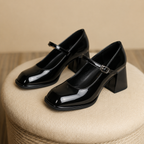 Celeste | Women's Ankle Strap Block Heel Pumps Square Toe Mary Jane