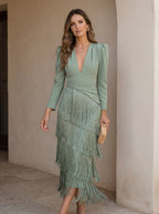 Fringe Dress Sage