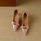Rosalind | Women's Bow Detail Pumps Pointed Toe Kitten Heel Shoes