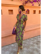 Lucinda - Boho Floral Pleated Summer Maxi Dress