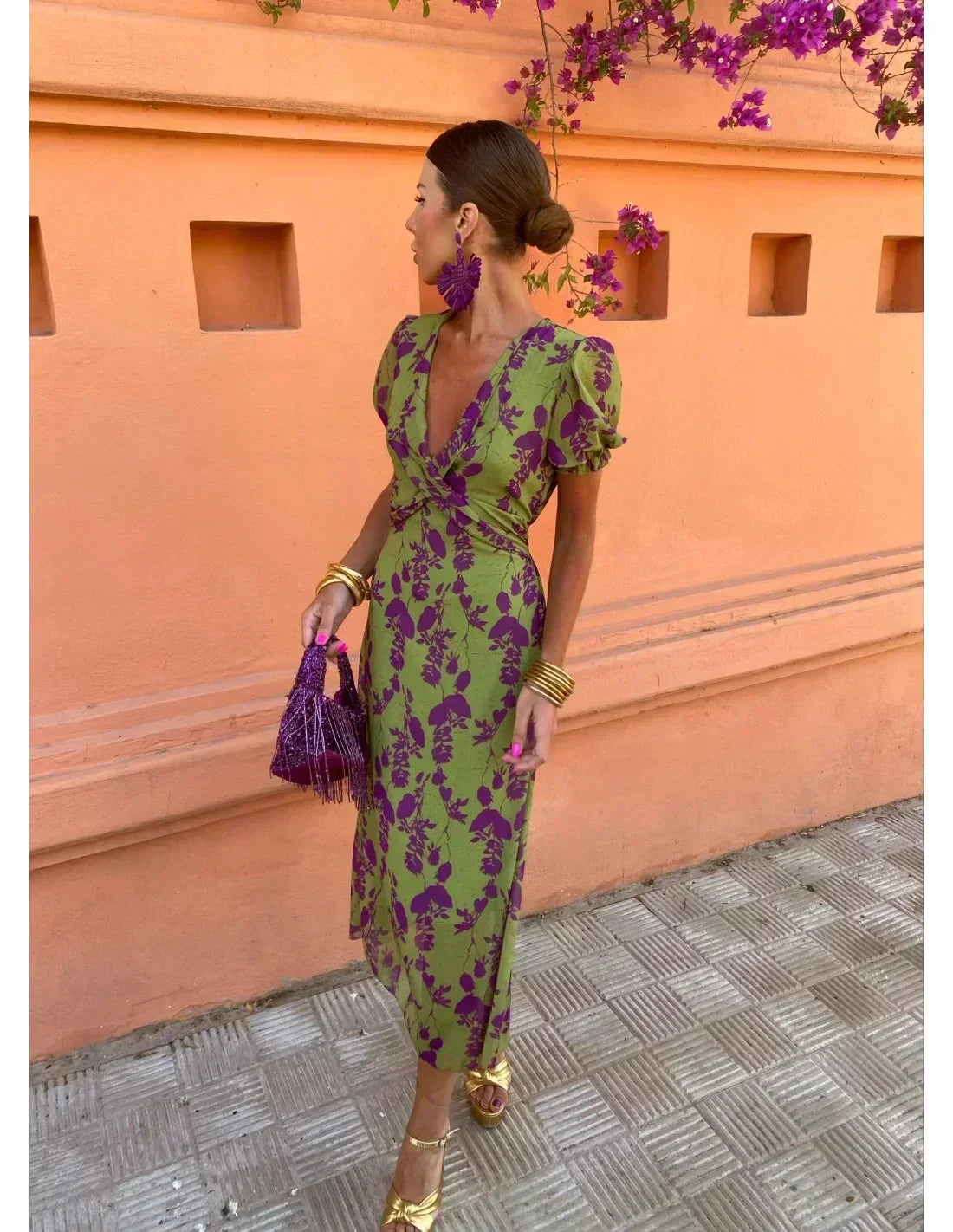 Lucinda - Boho Floral Pleated Summer Maxi Dress