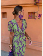 Lucinda - Boho Floral Pleated Summer Maxi Dress