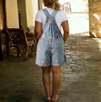 Judy | Vintage Washed Soft Cotton Feel Denim Floral Jumpsuit