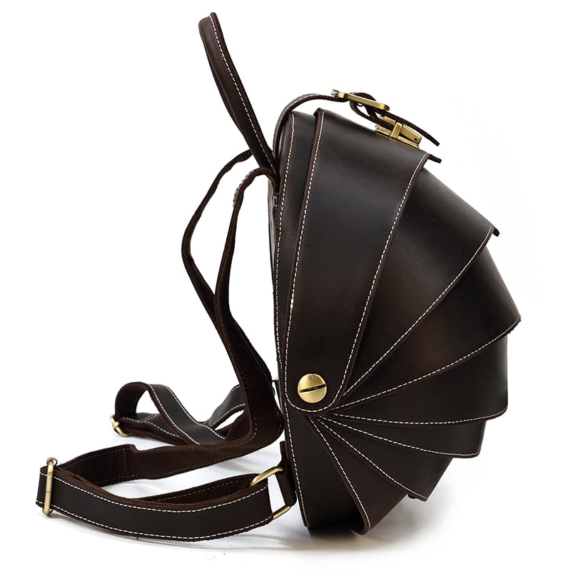 Leather Backpack Beetle Style Women Rucksack
