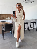 Hanna | Sleeveless Long Denim Dress