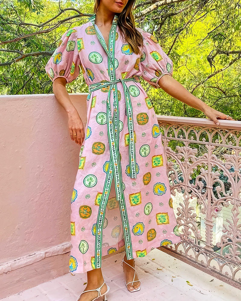 Orla - Balloon Sleeves Midi Dress