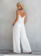 Women's Casual White Sleeveless Loose Jumpsuit