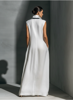 Women's White Sleeveless Maxi Dress With Black Contrast Trim
