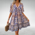 Laurel | Women's Paisley Boho Mini Dress Vacation