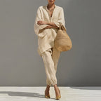 Marina | Relaxed V-Neck Top and Wide-Leg Pants Co-Ord Set