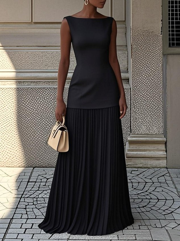 Celeste™ | Sleeveless Pleated Maxi Dress