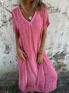 Amber | Elegant V-Neck Midi Dress