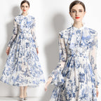Gabby | Elegant Ink Print Dress