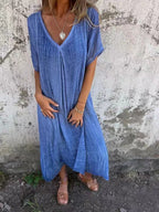 Amber | Elegant V-Neck Midi Dress