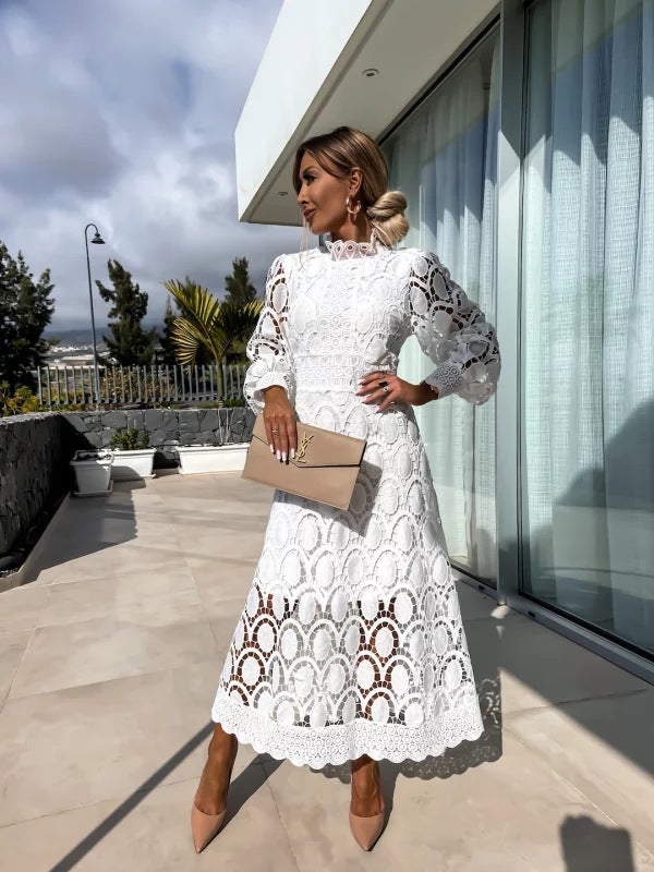 Georgia™ - Elegant French Lace Wedding Guest Maxi Dress