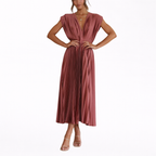 Isla | Elegant Pleated Wedding Guest Maxi Dress
