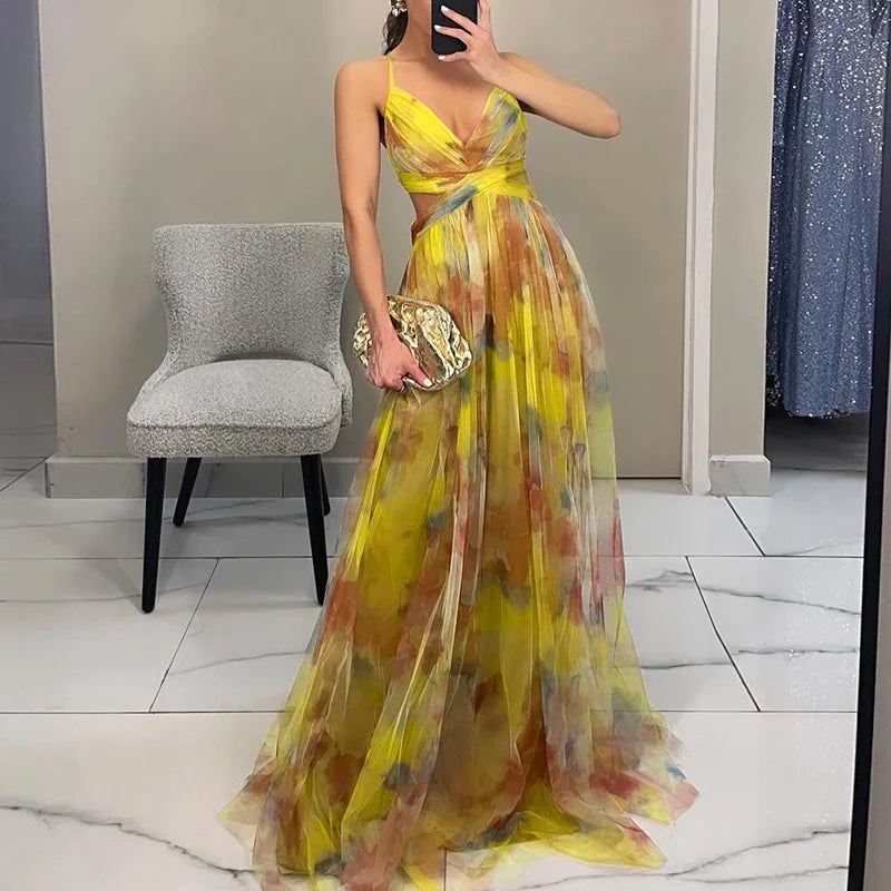 Giselle | Enchanting Wedding Guest Maxi Dress with Floral Print