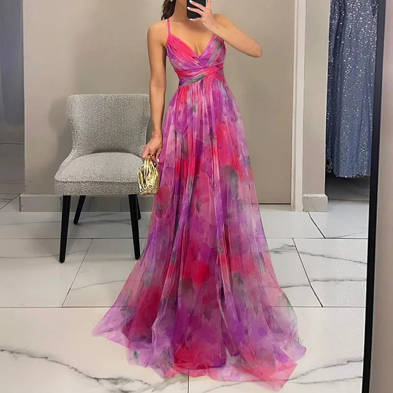Giselle | Enchanting Wedding Guest Maxi Dress with Floral Print