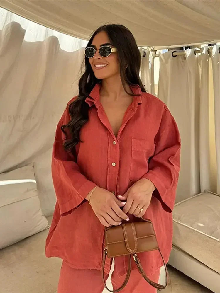 Grace™ - Vintage Casual Loose Pants with Shirt Set