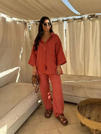 Grace™ - Vintage Casual Loose Pants with Shirt Set
