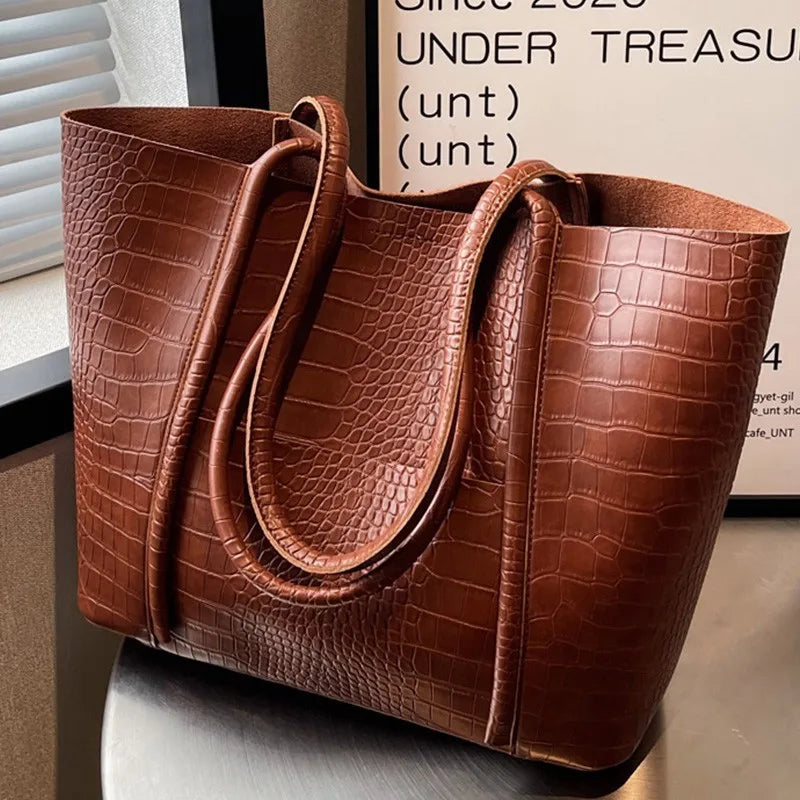 Betina™ - Croc Shoulder Leather Bag