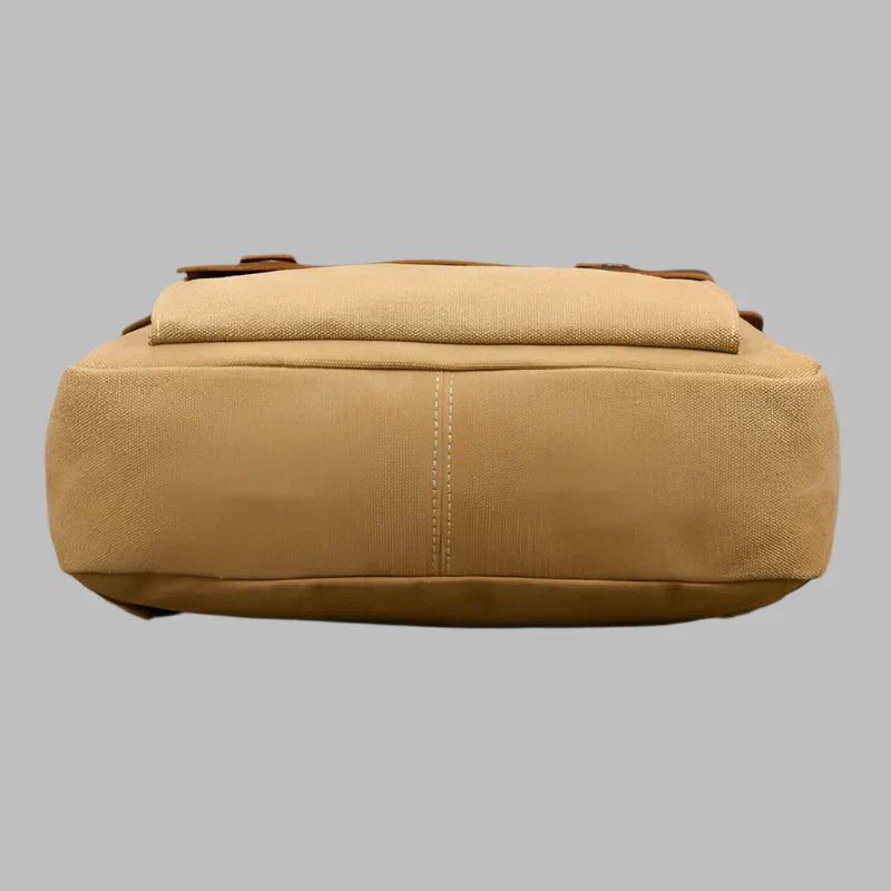 Genuine Leather & Canvas Rucksack | Vintage College Laptop Backpack