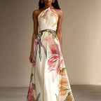 Liora – Floral Halter Maxi Dress