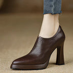 Giselle | Women's High Heel Pumps Platform Block Heel Side Zipper