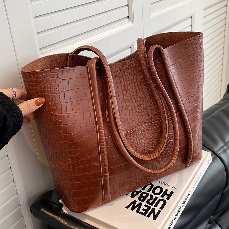 Betina™ - Croc Shoulder Leather Bag