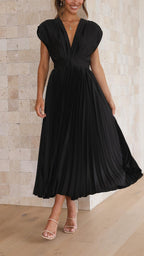 Isla | Elegant Pleated Wedding Guest Maxi Dress