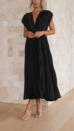 Isla | Elegant Pleated Wedding Guest Maxi Dress