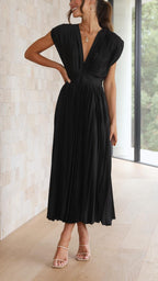 Isla | Elegant Pleated Wedding Guest Maxi Dress