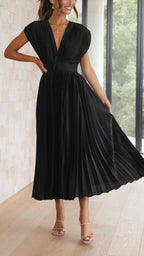 Isla | Elegant Pleated Wedding Guest Maxi Dress