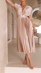 Isla | Elegant Pleated Wedding Guest Maxi Dress