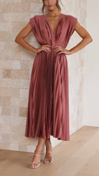 Isla | Elegant Pleated Wedding Guest Maxi Dress