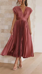 Isla | Elegant Pleated Wedding Guest Maxi Dress