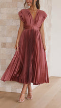 Isla | Elegant Pleated Wedding Guest Maxi Dress
