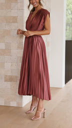 Isla | Elegant Pleated Wedding Guest Maxi Dress