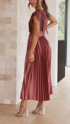 Isla | Elegant Pleated Wedding Guest Maxi Dress