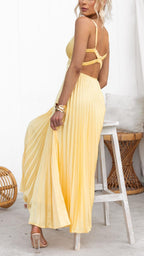 Victoria™ - Yellow Pleated Wedding Guest Maxi Dress