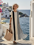 Elara | Soft Striped Panel Maxi Dress